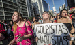 Supporters of the government of Brazilian suspended President Dilma Rousseff protest again...