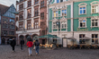 Locals and tourists spend a day in the Black Forest city of Freiburg im Breisgau, Baden-Wu...