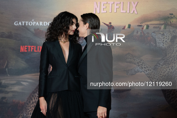 Saul Nanni and Deva Cassel attend the premiere of ''Il Gattopardo'' at Teatro Dell' Opera in Rome, Italy, on March 3, 2025. 