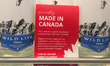 CALGARY, CANADA - MARCH 4, 2025:'Made in Canada' stickers placed next to Wild Life vodka...