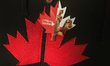 CALGARY, CANADA - MARCH 4, 2025:'It's Fun To Be Cnadian' sticker placed next to price tag...