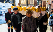 Figurants participate in a procession during the death of the puppet Mba Biose on Shrove T...