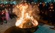 The puppet Mba Biose burns after his death on Shrove Tuesday in Ruvo di Puglia, Italy, on...