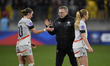Iceland coach Thorsteinn Halldorsson, Glodis Viggosdottir, and Karolina Vilhjalmsdottir of...