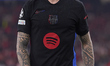 Inigo Martinez of FC Barcelona celebrates after Raphinha (not in frame) scores their side'...