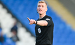 Referee Scott Oldham points during the Sky Bet League 1 match between Peterborough and Wyc...