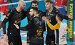 The Rana Verona team celebrates after scoring a point during the match between Rana Verona...