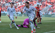 Hugo Cuypers #9, a striker for Chicago Fire, celebrates his goal during the MLS regular se...