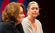 Caroline Darian, daughter of Gisele Pelicot, and Olga Mannheimer, a German presenter, are...