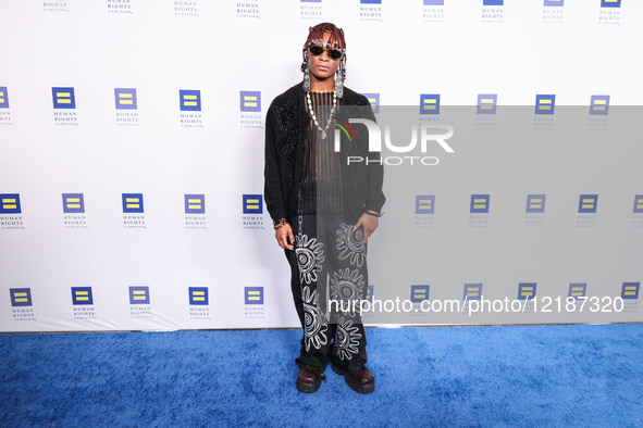 Nigerian-American singer-songwriter Dreamer Isioma arrives at the Human Rights Campaign's 2025 Los Angeles Dinner held at the Fairmont Centu... by Image Press Agency/NurPhoto