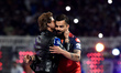 Bollywood actor Shah Rukh Khan is with RCB's Virat Kohli during the opening of the Indian...