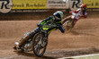 Dan Thompson of Ipswich Witches in yellow leads Jaimon Lidsey of Belle Vue Aces in red dur...
