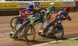 Jason Doyle of Ipswich Witches in white leads Brady Kurtz of Belle Vue Aces in red, Dan Be...