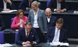 Alice Weidel, Tino Chrupalla, and Bernd Baumann attend the inaugural session of the new Bu...