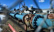 EDMONTON, CANADA - MARCH 22: A close-up of a pipeline valve with underground gate valves...