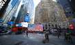 National Guardsmen patrol Times Square in midtown Manhattan. The tourist spot is empty due...