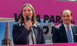 Caroline Chabrol, the general manager of SNCF Voyages Italia, speaks at a press conference...