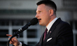 Far-right presidential candidate Slawomir Mentzen campaigns in Poznan, Poland on 02 April,...