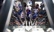 Fans enter the concourse before the baseball game between the Toronto Blue Jays and the Ne...