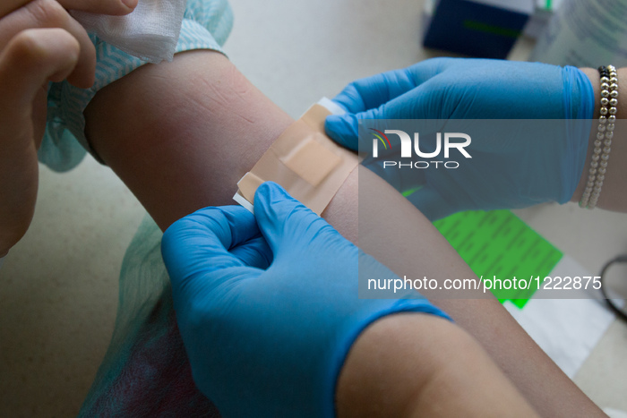 A mobile blood donation point in Bydgoszcz