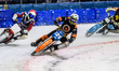 Sebastian Reitsma of The Netherlands in white rides inside Robin Haggstrom of Sweden in re...