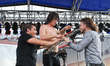 (L - R) Daniel Oliver, Jonny Hawkins and Mark Vollelunga with Nothing More perform during...