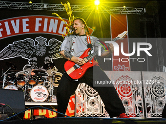 Zoltan Bathory with Five Finger Death Punch performs during River City Rockfest at the AT&T Center on May 24, 2014 in San Antonio, Texas. (