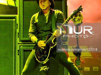 Tom Maxwell with Hellyeah performs during River City Rockfest at the AT&T Center on May 24, 2014 in San Antonio, Texas. (