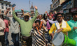 Kashmiri Pandits participate in a religious procession to celebrate the Hindu festival of...