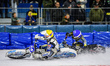 Max Koivula (24) of Finland in yellow rides inside Martin Haarahiltunen (199) of Sweden in...