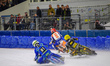 Jimmy Olsen (81) of Sweden in white and Heikki Huusko (67) of Finland in yellow chase Jasp...
