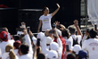 Mexico's President, Claudia Sheinbaum Pardo, attends Mexico's National Mass Boxing Class a...