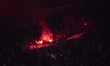 Fans of SL Benfica light flares in the stand during the Liga Portugal Betclic match betwee...