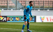 In Ta' Qali, Malta, on April 5, 2025, Matthias Debono, goalkeeper of Naxxar Lions, gesture...