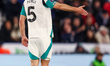 Fabian Schar of Newcastle United points during the Premier League match between Leicester...
