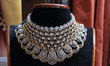 A diamond necklace is displayed during a jewellery exhibition in Srinagar, Jammu and Kashm...