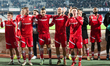Players of Dinamo celebrate during the Universitatea Cluj vs. Dinamo match in the playoff...