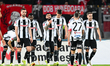 Players of U Cluj celebrate during the Universitatea Cluj vs. Dinamo match in the playoff...