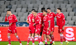 Players of Dinamo celebrate during the Universitatea Cluj vs. Dinamo match in the playoff...
