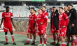 Players of Dinamo celebrate during the Universitatea Cluj vs. Dinamo match in the playoff...