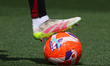 The official ball of LaLiga is used during the match between FC Barcelona and Real Club Ce...