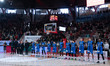 Team Dinamo Sassari plays during the LBA Italy Championship match against Openjobmetis Var...