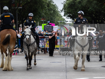 Demonstrators attend a rally at City Hall in Houston, Texas, on April 19, 2025, as part of a nationwide ''50501'' rally, which sees over 600... by Reginald Mathalone/NurPhoto