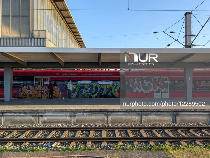 DB Regio Train Smeared With Graffiti At Munich Central Station
