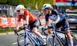 Flora Perkins and Anne Knijnenburg participate in the Amstel Gold Race from Maastricht to...