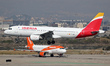Airbus A320-214, from Iberia company, landing at Barcelona airport, in Barcelona, on 07th...