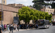 Visitors wait in line to enter St. Peter's Square near the Vatican, following the Pope's d...