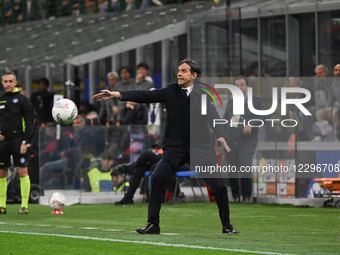 Simone Inzaghi, Head Coach of FC Inter, reacts during the Italian Cup Semi-Final second leg match between FC Internazionale and AC Milan at... by Tiziano Ballabio/NurPhoto
