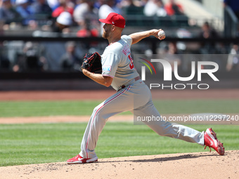 Philadelphia Phillies starting pitcher Zack Wheeler #45 throws during the second inning of a baseball game against the New York Mets at Citi... by Gordon Donovan/NurPhoto