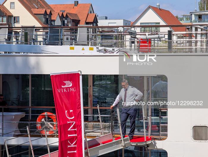 Viking Cruise Ships At Anchor On The Danube In Regensburg